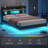 Floating Bed Frame Queen with Storage Headboard, Platform Bed Queen Size with Storage & LED Lights,Metal Floating Queen Bed Frame, No Box Spring Needed, Noise-Free, Easy Assembly, PU Black-943535161