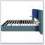 Lit plateforme tapissier avec panneau, structure stable, coins arrondis doux, sans sommier, assemblage facile, tablettes intégrées-129448342-129448344