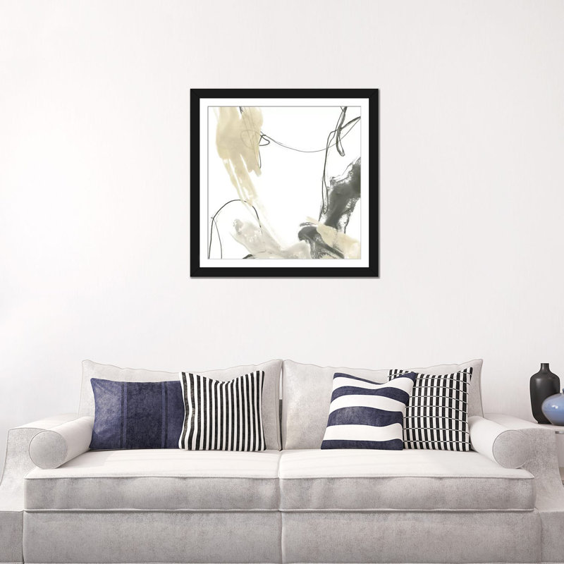 « monochrome momentum ii », impression sur toile, H 24 po x l 24 po x P 1 po, Papier avec cadre noir, Blanc