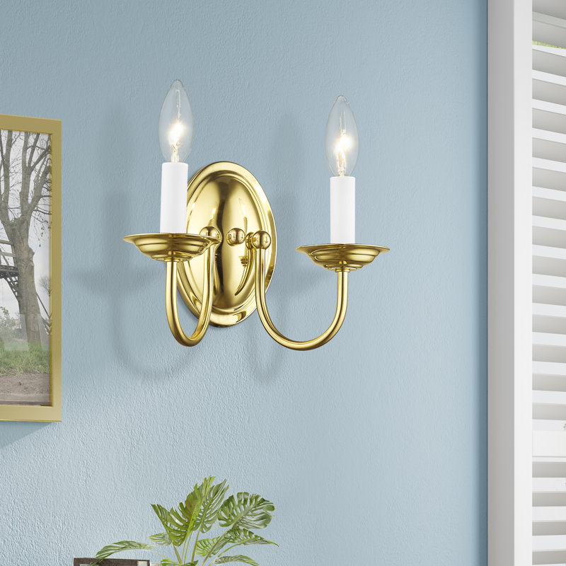 Freels Steel Candle Wall Light, Polished Brass