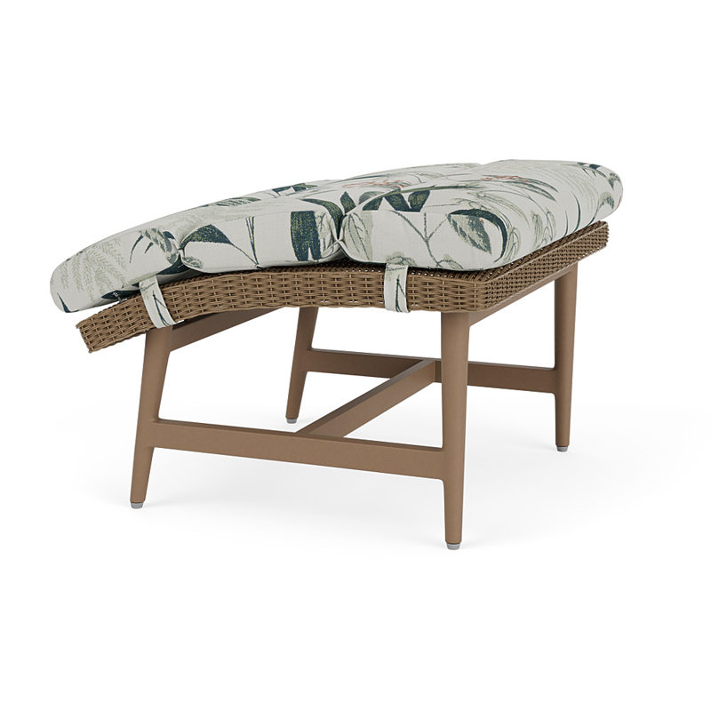Cascade Outdoor Ottoman, Delicate Botanical Sage, Fawn