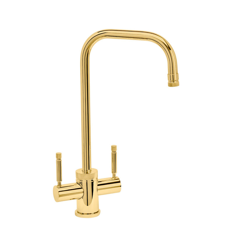 Industrial Bar Faucet - 2 Bend U-Spout, Unlacquered Polished Brass