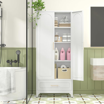 75" Tall Kitchen Pantry Cabinet with Drawer, Black Storage Cabinets with 2 Doors and 3 Adjustable Shelves Metal Pantry for Dinning Living Room, Home by Winston Porter