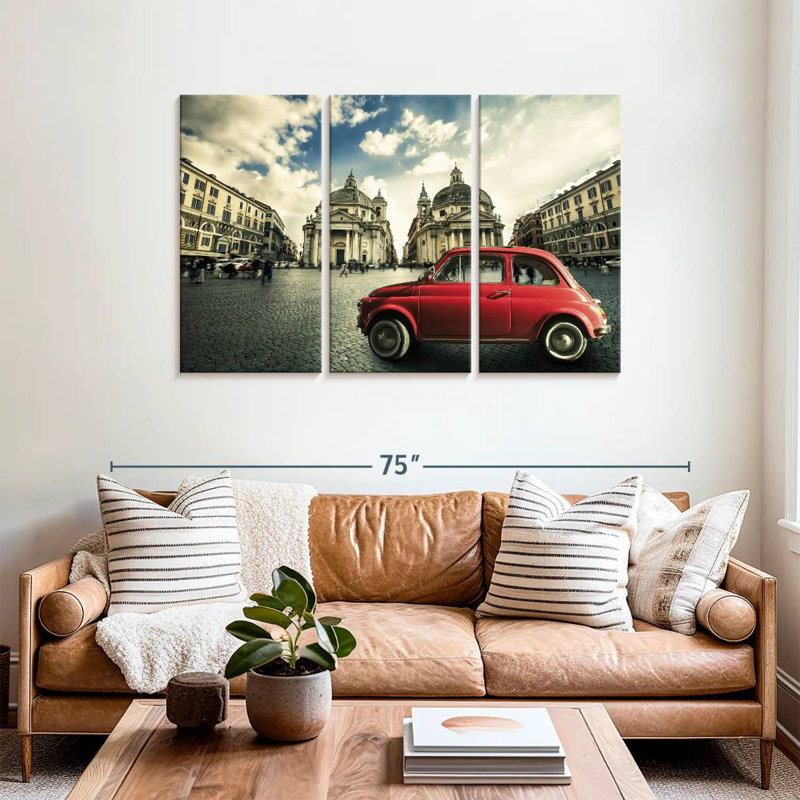 Voiture rouge Mehar Piazza Del Popolo, H 36 po x l 57 po
