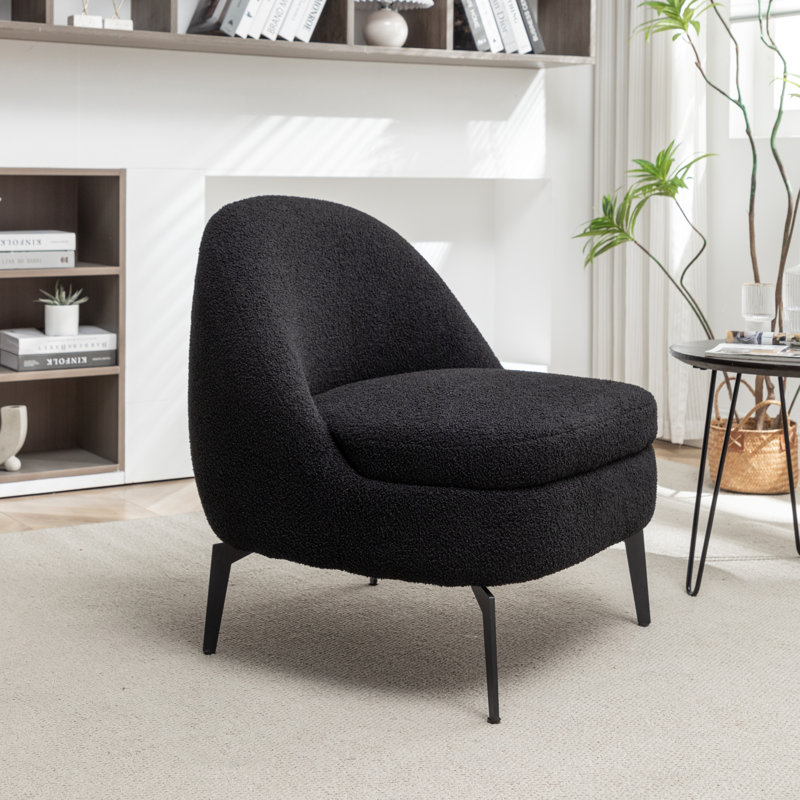 Fauteuil demi-tonneau rembourré Bula, Polyester noir