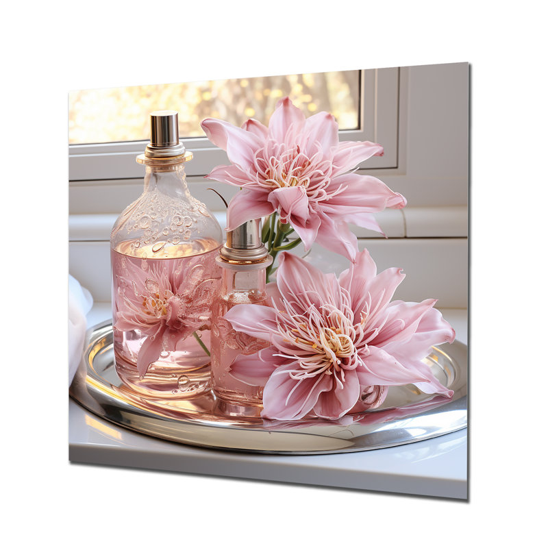 Floral Harmony Haven Toiletries - Toiletries Metal Wall Art, 16" H x 16" W