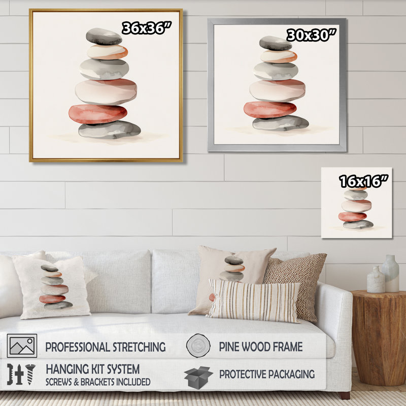 Olatz Energy Elegance Of Meditation Tower III - art mural grand méditation, Reproduction encadrée d'une seule photo, Noir