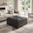 Avalon 35"W Upholstered Vegan Leather Modern Square Coffee Table Storage Ottoman with 4 Flip-Over Trays-1243506169-1303952604