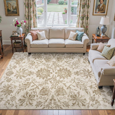 Geometric Floral Washable Non-Slip Area Rug