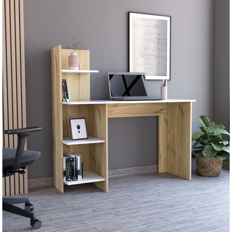 Bureau Avantika, Blanc / Chêne clair
