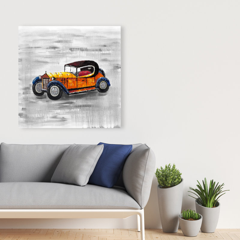 Jouet de voiture jaune rétro - Toile pour enfants