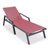 Marlin Outdoor Patio Reclining Chaise Lounge Arm Chair with Powder-Coated Aluminum Frame- Breathable Sling Mesh Fabric, Adjustable Backrest-124823755-124823761