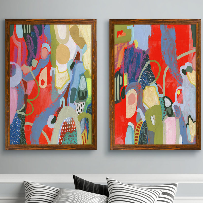 «Max Out I» par Vincent Van Gogh - ensemble de 2 reproductions d'art encadrées, H 18 po x l 24 po, Toile encadrée, Espresso