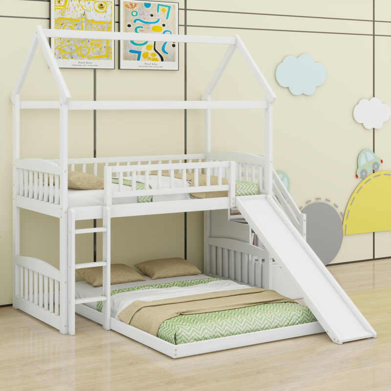 Lit superposé avec glissade Safety House, White