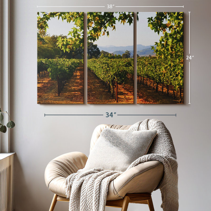 «Napa Vineyard Sunset» sur toile, H 24 po x l 38 po x P 1,25 po