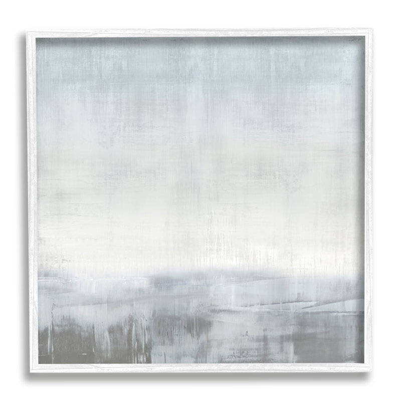 Gris contemporain décor encadré sur bois, H 17 po x l 17 po x P 1,5 po, Giclée encadrée blanc bord de mer