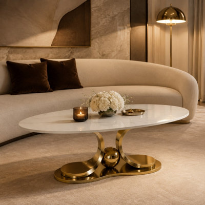 Table basse moderne en faux marbre