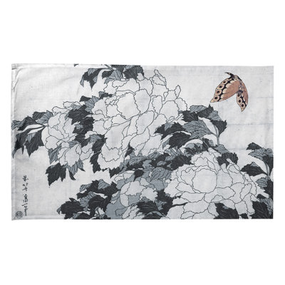 Serviette de thé pivoines et papillon