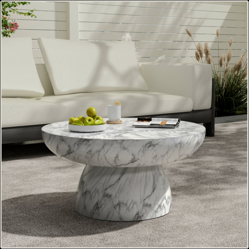 Table basse en faux marbre MGO pour une utilisation intérieure et extérieure
