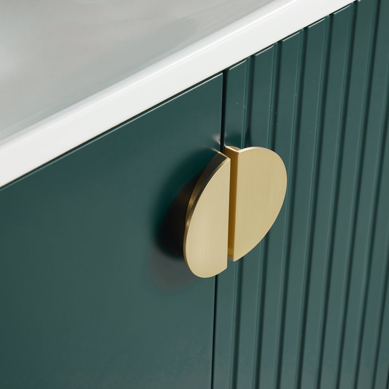 Ensemble de meuble-lavabo simple 24 po Saimah, Vert, Laiton satiné