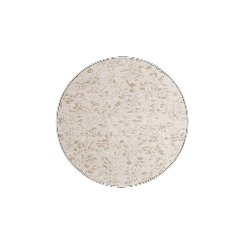 Machine Washable Beige Area Rug, Round 3'