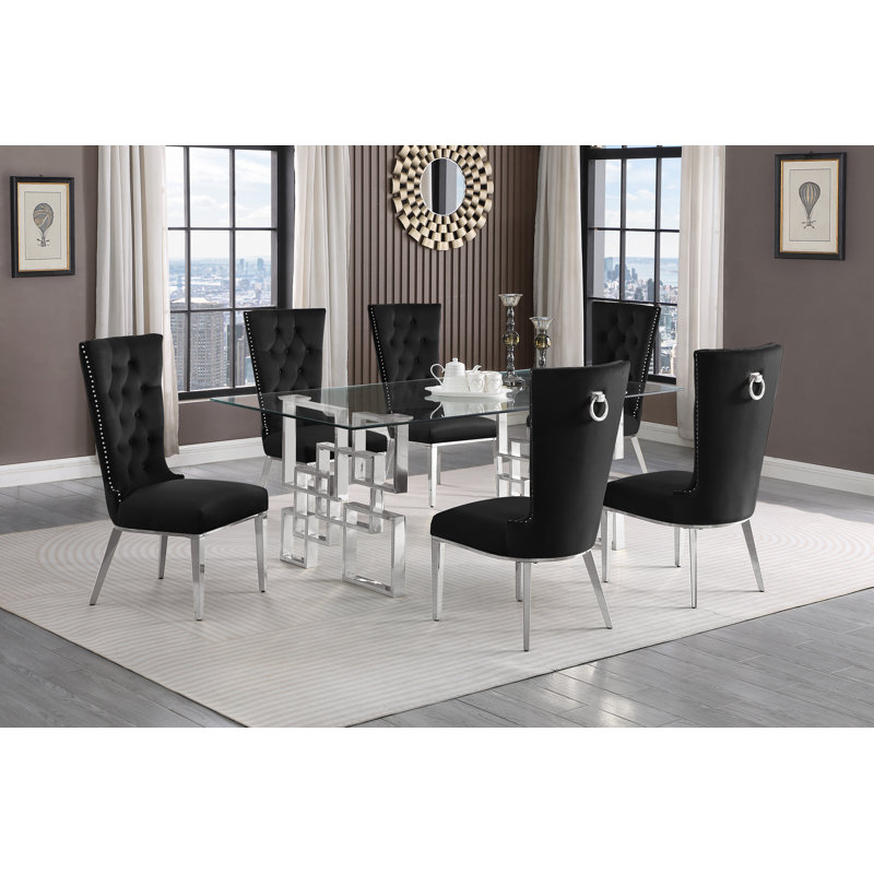 5 pièces Ensemble repas, Noir / argent, 7