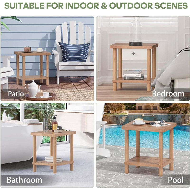 Table d'appoint d'extérieur Table d'extérieur à 2 niveaux pour tables d'appoint Adirondack pour table de bout en bambou d'extérieur ou d'intérieur pour porche de piscine Résistant aux intempéries