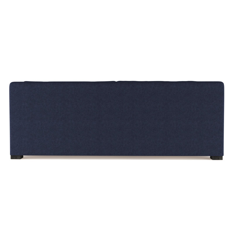 Crosby Slope Arm Sofa, 32.5" H x 108" W x 43" D, Plush Velvet Blue Print, Dark Brown