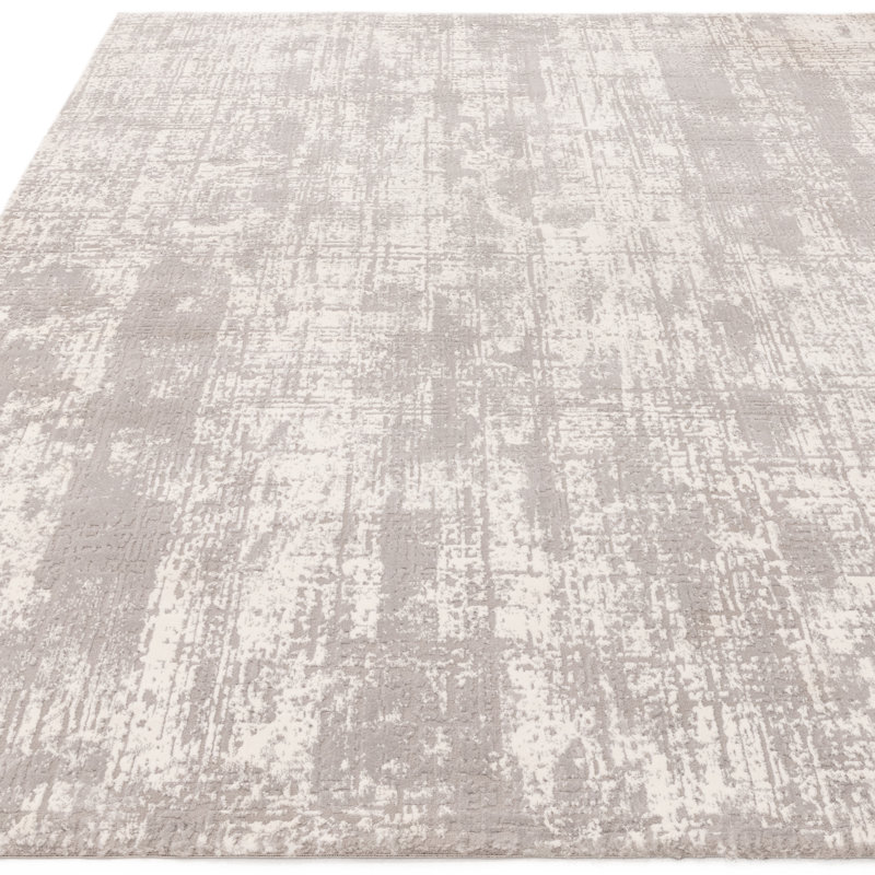 Abrienne Soft Shiny Modern Grey/White Rug, Rectangle 80 x 150cm