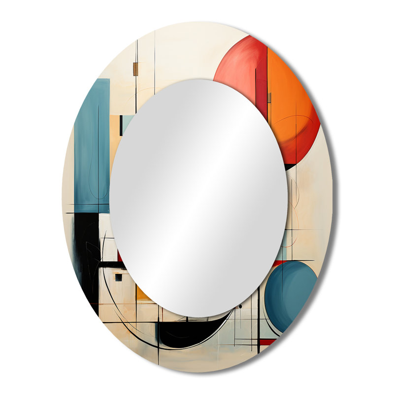 Colorful Mid Century Dynamic Duality II - Miroir mural multicolore, 43 po x 33 po