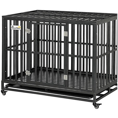 Parc pour chien en cage avec cage verrouillable, plateau coulissant et plancher anti-pincement PawHut