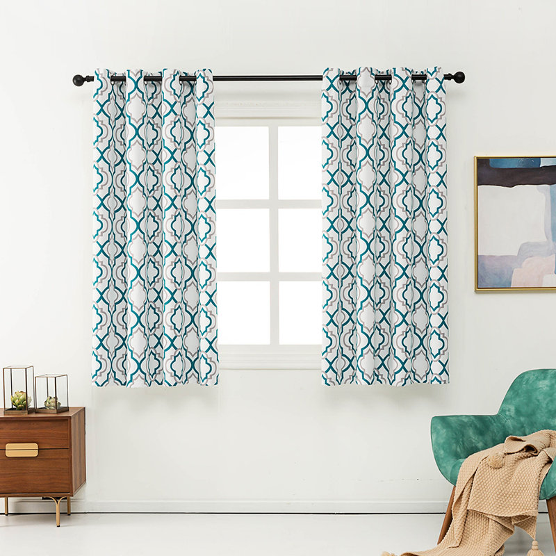 Gwinn Blackout Curtains / Drapes Pair, Teal Blue, 52'' W x 84'' L