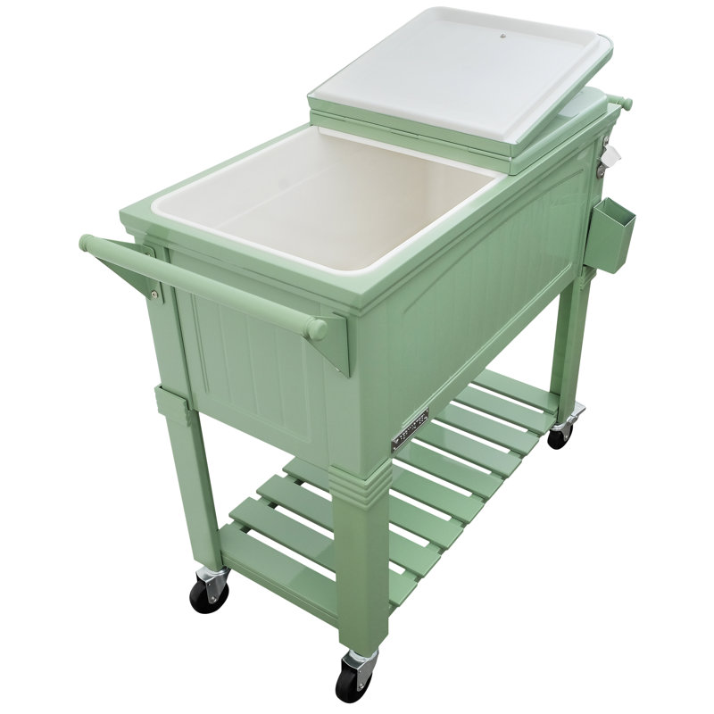 Glacière de patio à roulettes de style mobilier 80 pintes Permasteel, ISE, Sans cloison