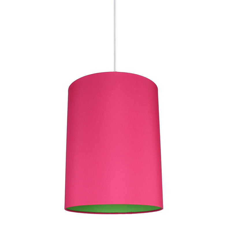 Luminaire suspendu tambour simple à 1 lumière Maryagnes, Fuchsia / doublure verte