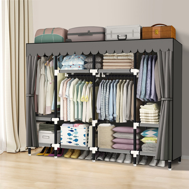 Wardrobe Portable Rack For Hanging Clothes Wardrobe Rolling
