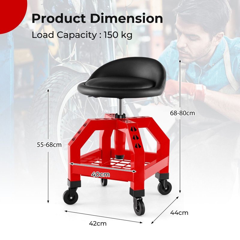 Adjustable Height Stool, Red