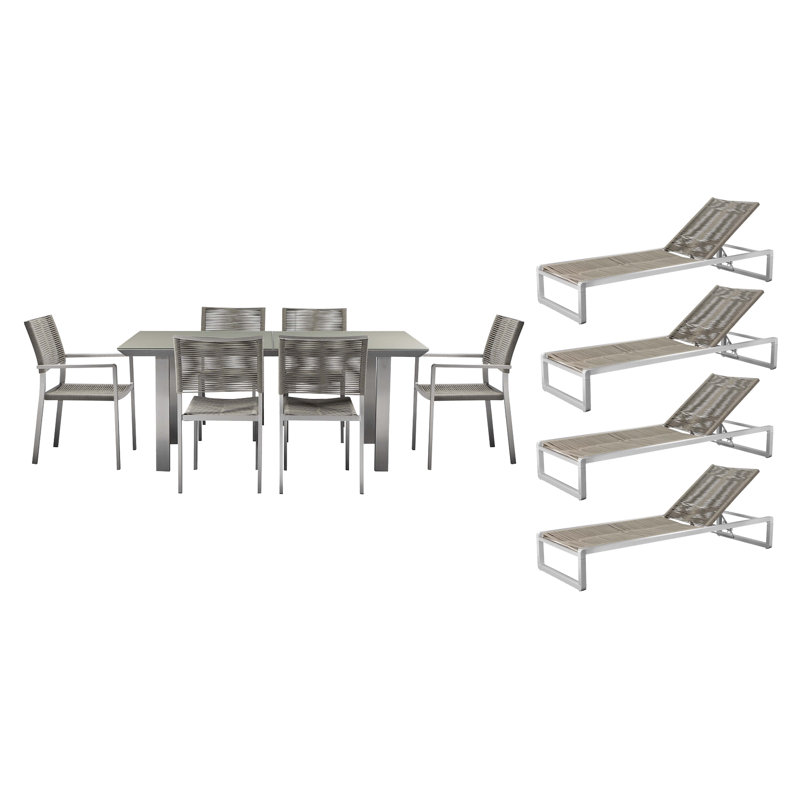 Bella 10-Person Aluminum Outdoor Conversation Set with Cushions – Modern Patio Seating with Quick-Dry Rope & Matching Bella Collection Pieces