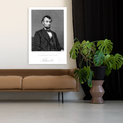 1800S 1860S 1865 Portrait Of Abraham Lincoln From A Photo By Brady With Lincoln Signature Classic Retro Vintage Portrait Wall Art