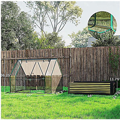 Raised Garden Bed,Mini Greenhouse,2-in-1 Raised Planter Greenhouse