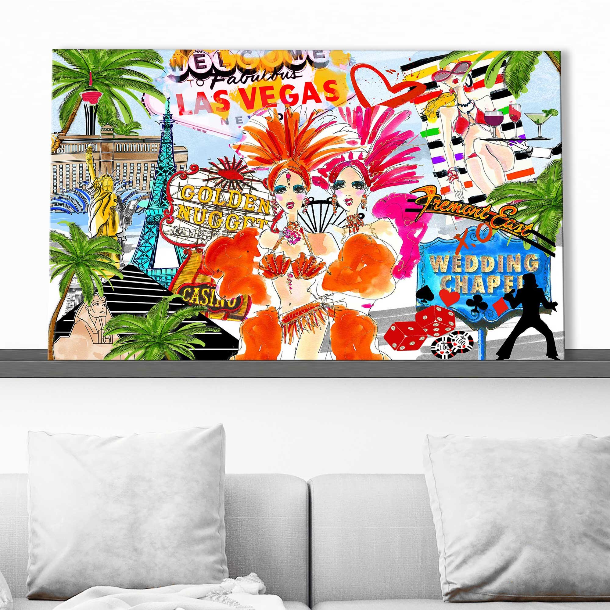 Take Me to Las Vegas (Horizontal) by by Jodi - Graphic Art Red Barrel Studio Format: Wrapped Canvas, Size: 36 H x 60 W x 1.5 D