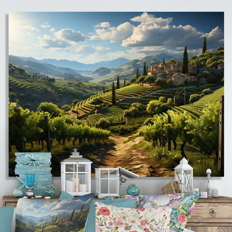«Green Vineyard Majestic Provence», reproduction sur toile, Toile tendue, H 24 po x l 32 po x P 1 po