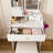 3-Color Led Vanity Mirror With Stool, Dressing Table For Bedroom, 2 Drawers & 5 Storage Cabinets (4 Open + 1 Hidden), Adjustable Lighting (White)-1661471202