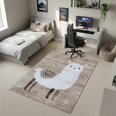 Tapis pour enfant juvénile brun et beige 8 pi x 11 pi