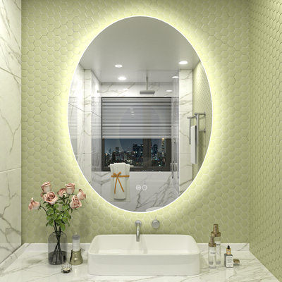 Aevar Simple & Modern Back Led Lighted Anti-fog Oval Bathroom/vanity Mirror