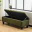 Banc avec rangement, surface bouclée, pieds en bois d'hévéa, capacité de 300 lb - amplement d'espace pour les oreillers et les couvertures, charnières douces, capitonnage à boutons, couture idéale pour le salon, le vestibule ou la chambre à coucher-1212731840