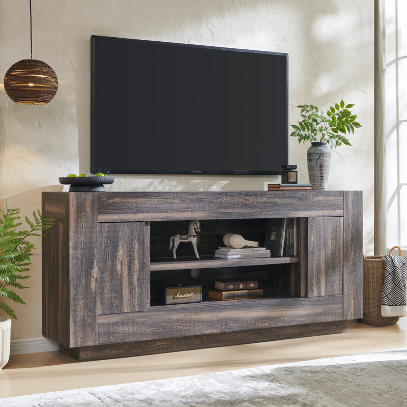 Console média 70 po avec style distinctif et grand rangement, Chêne rustique foncé