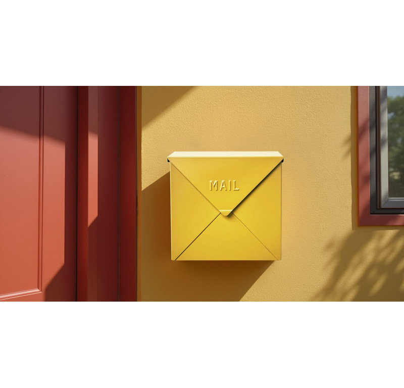 Boîte aux lettres murale Chicago, H 12 po x l 12 po x P 4,8 po, Jaune