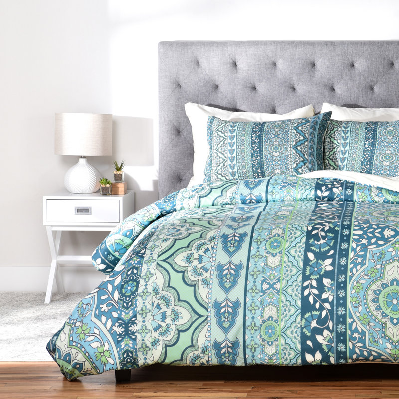 Aimee St Hill Polyester Floral Duvet Cover, King Duvet Cover + 2 King Shams, Mint