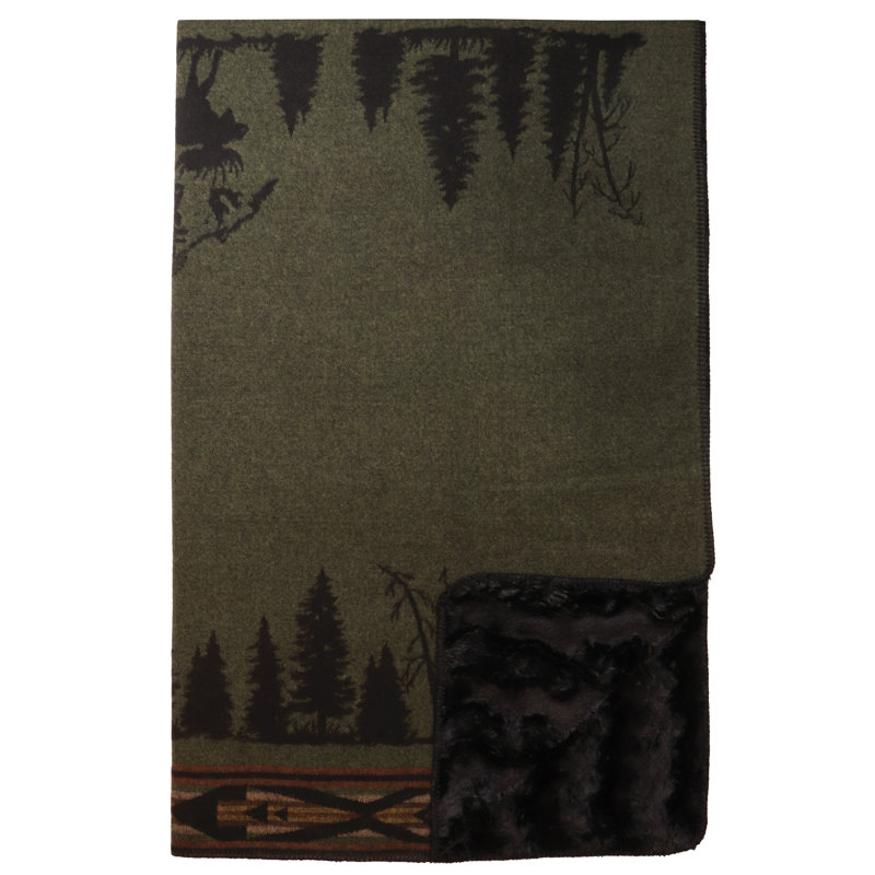 Couverture Wooded River Premier - Moose I - Jeté, motif faune sauvage, pour le salon et le lit d'un chalet