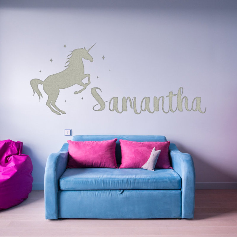 Décalcomanie murale pour chambre de bébé custom name, H 22 po x l 44 po, Argent